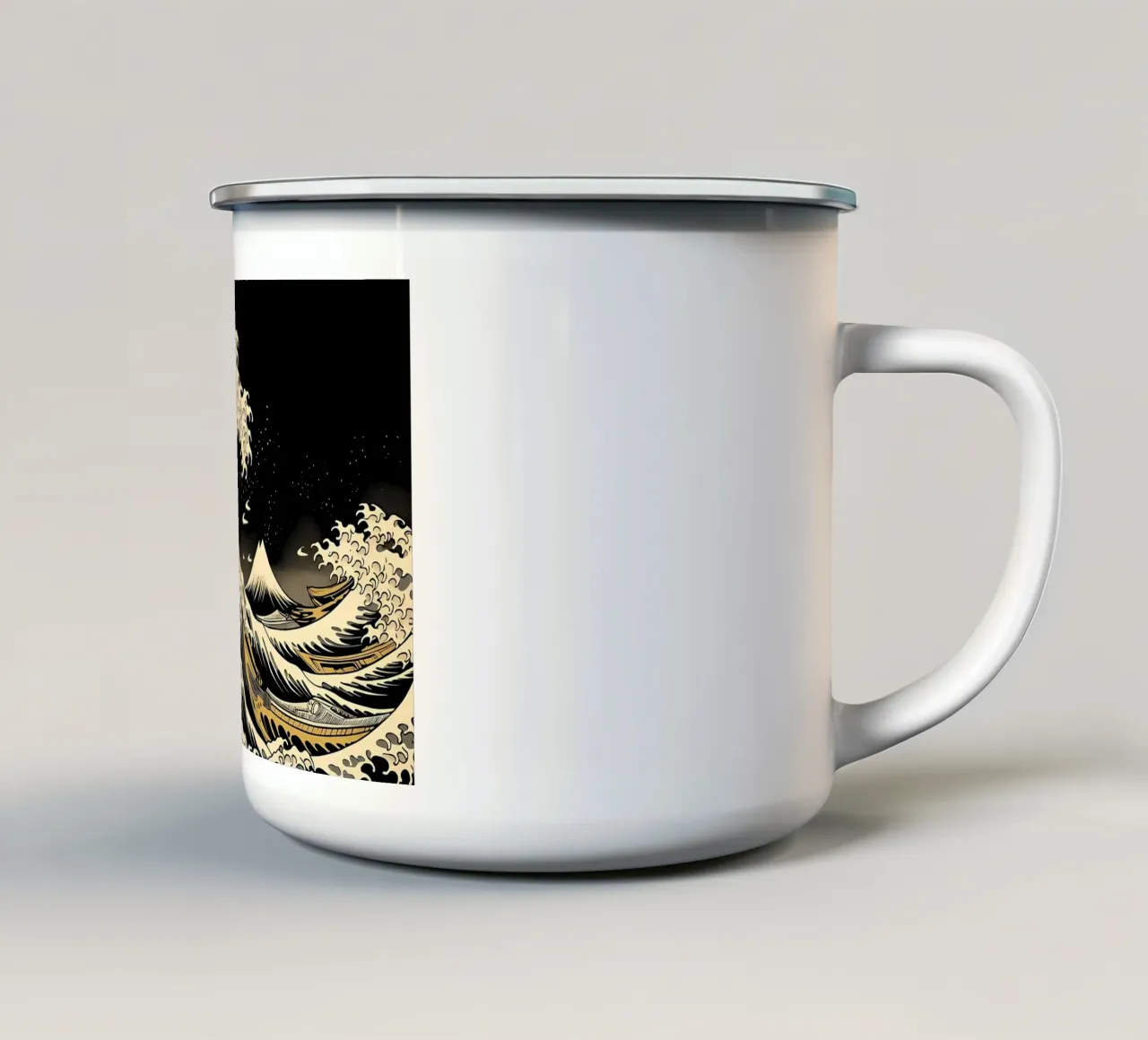 Onda giapponese di Kanagawa tazza in smalto da Mikesell