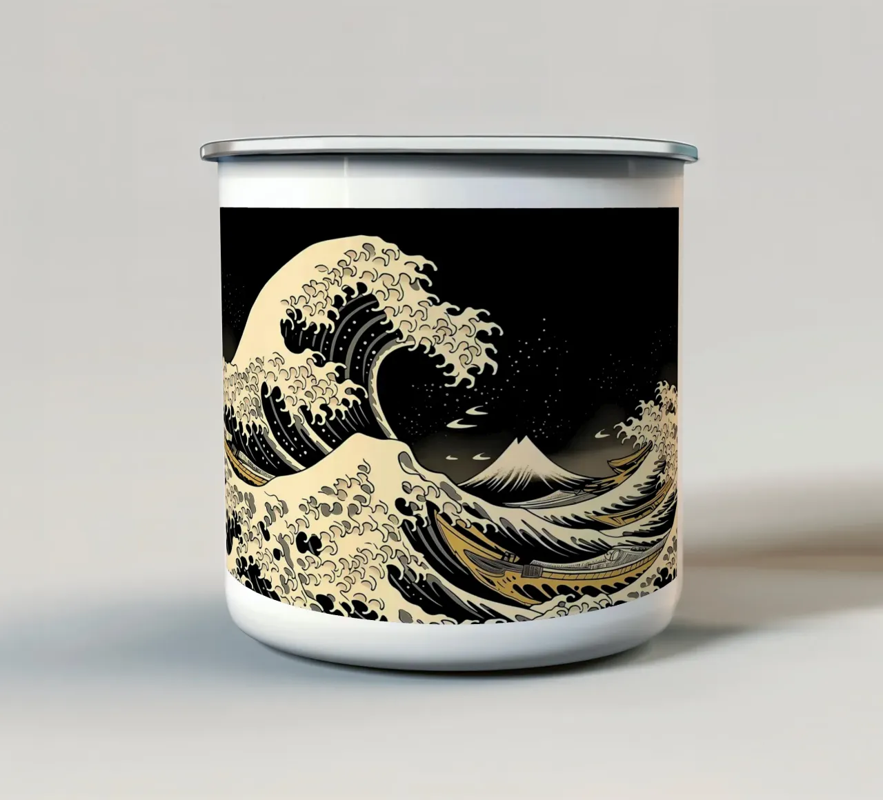 Onda giapponese di Kanagawa tazza in smalto da Mikesell