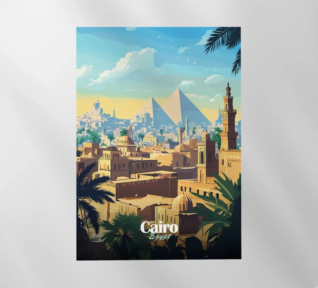 Skyline del Cairo con le piramidi pellicola backlit da Ginnery