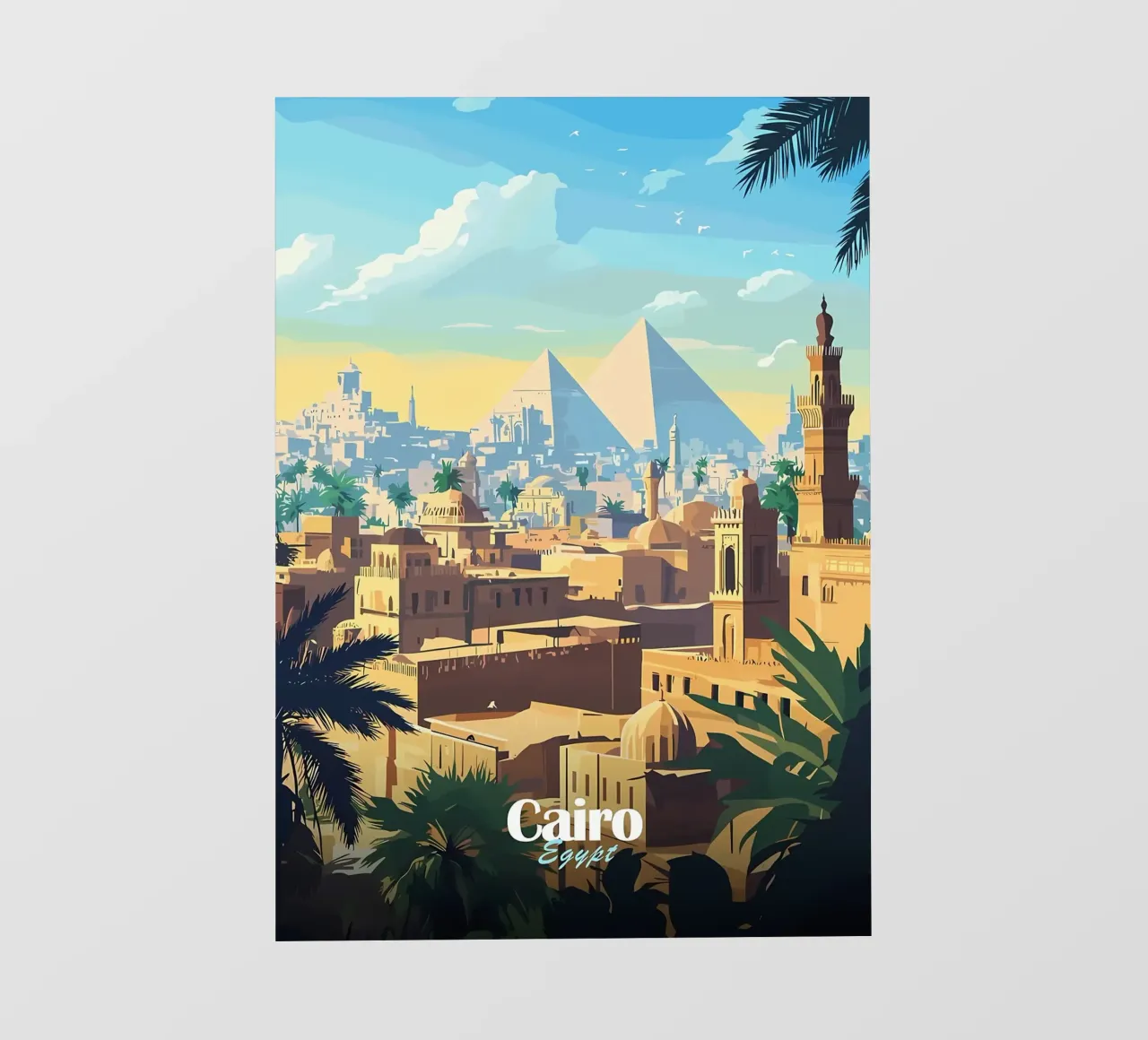 Skyline del Cairo con le piramidi pellicola backlit da Ginnery