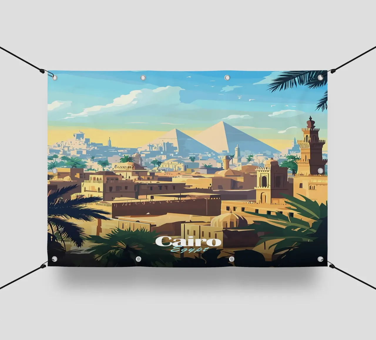 Skyline del Cairo con le piramidi telo in pvc da Ginnery