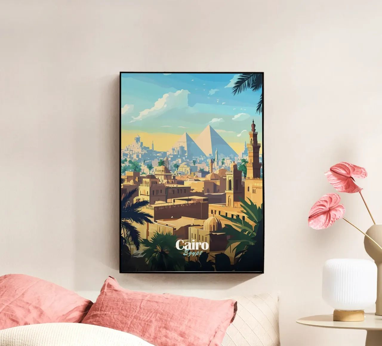 Skyline del Cairo con le piramidi plexiglass da Ginnery