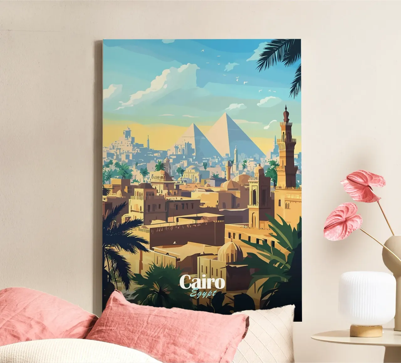 Cairo Skyline with Pyramids canvas by Ginnery