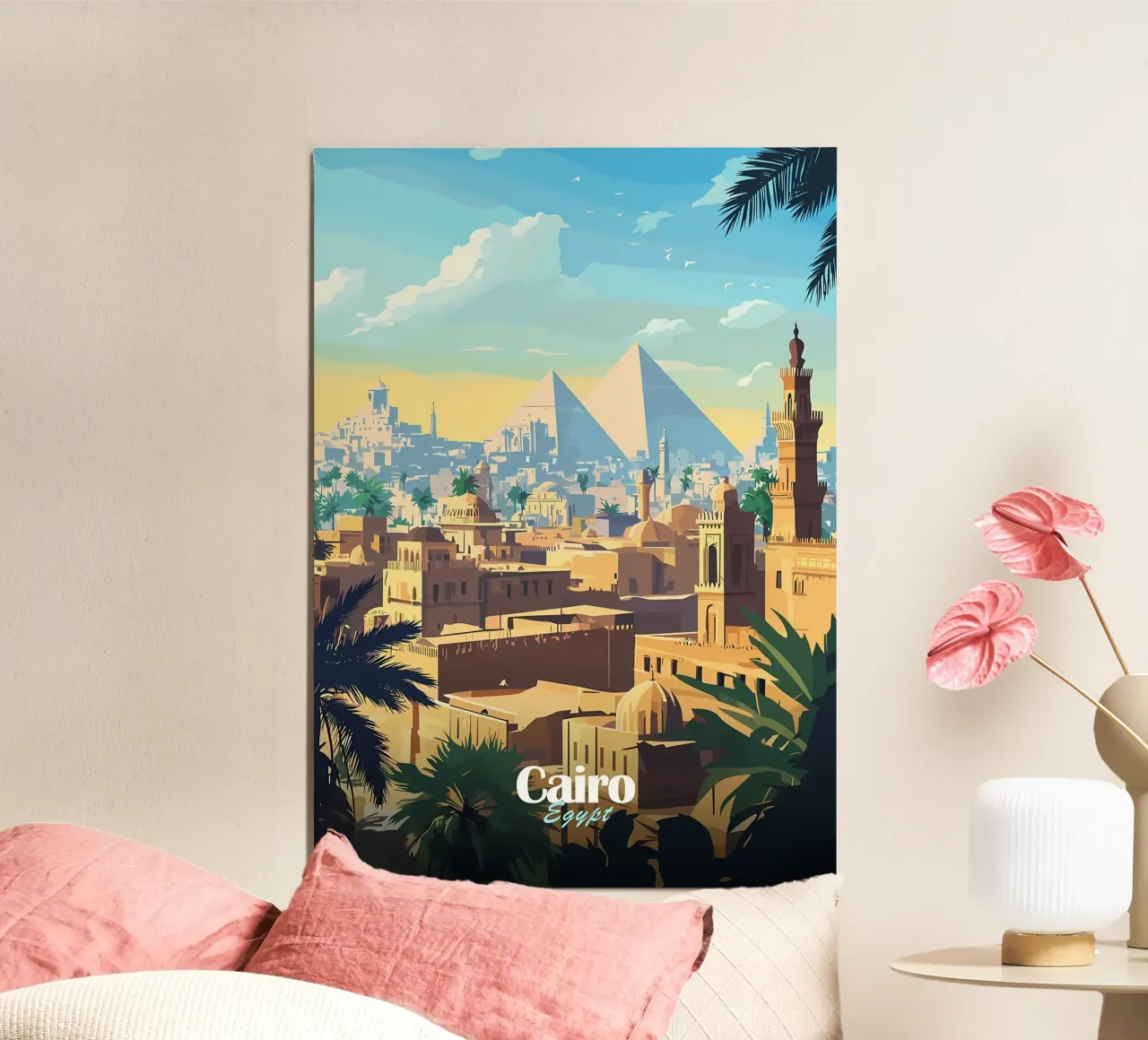 Skyline del Cairo con le piramidi carta hahnemühle da Ginnery