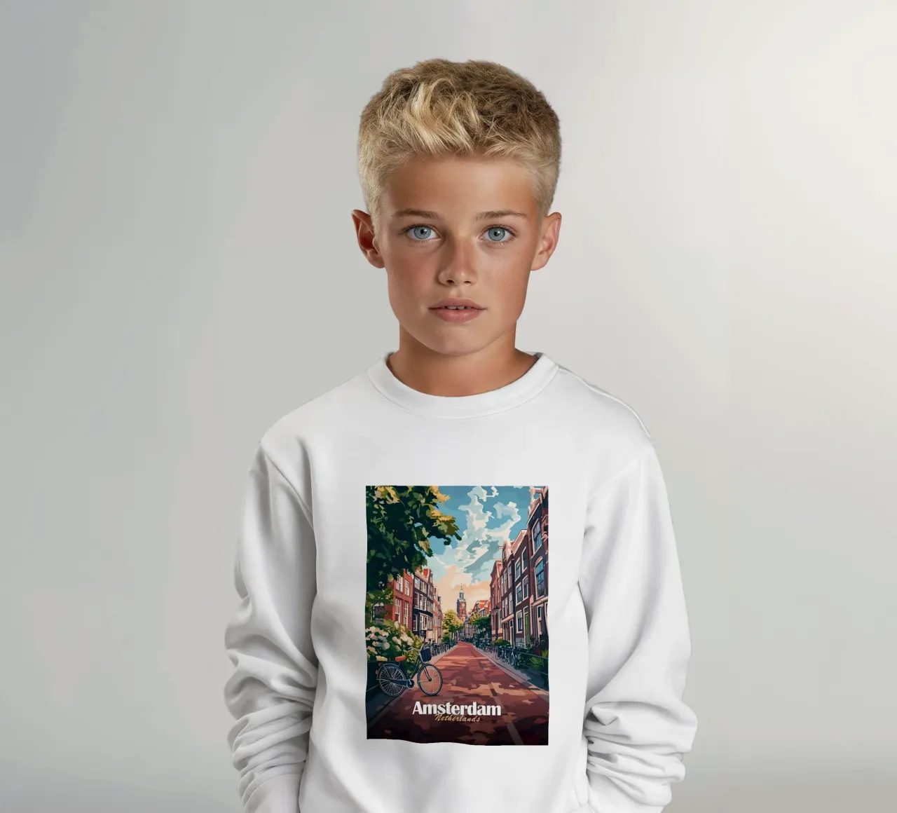 Scena di strada ad Amsterdam felpa bambino da Ginnery