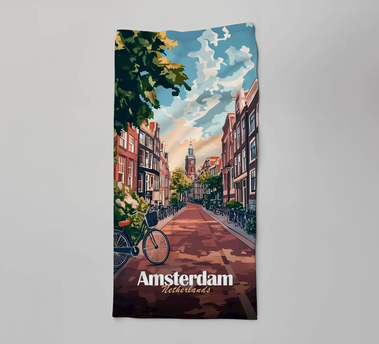 Scena di strada ad Amsterdam asciugamano da bagno da Ginnery