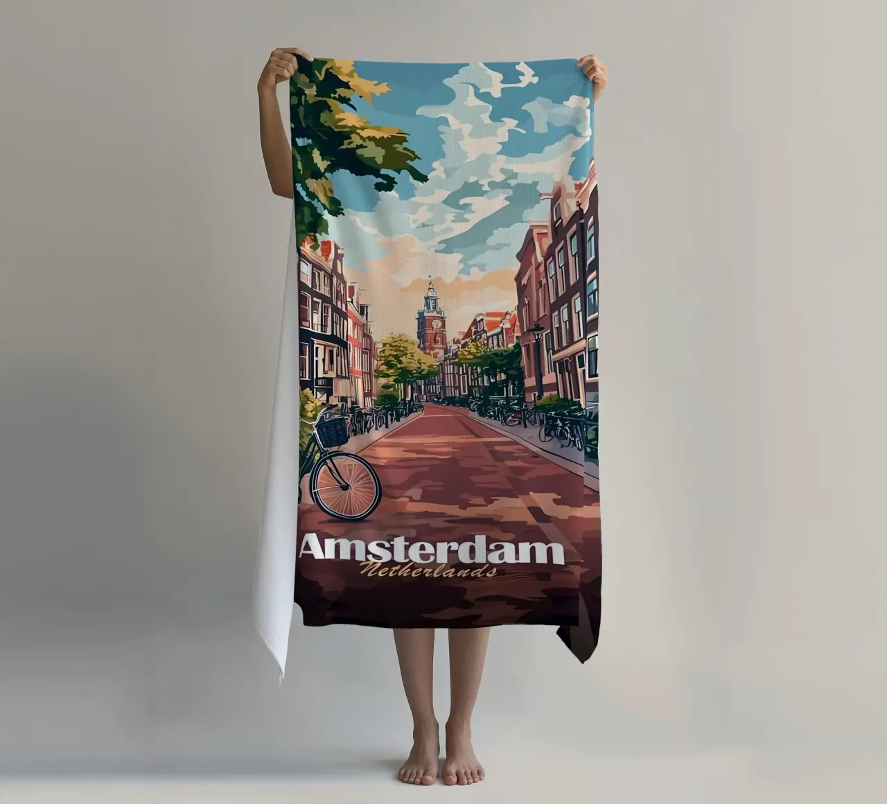Scena di strada ad Amsterdam telo mare da Ginnery