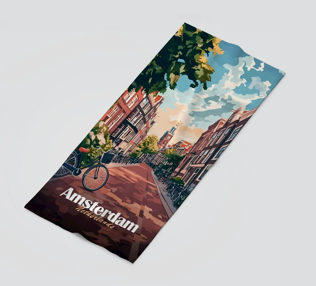 Scena di strada ad Amsterdam telo mare da Ginnery