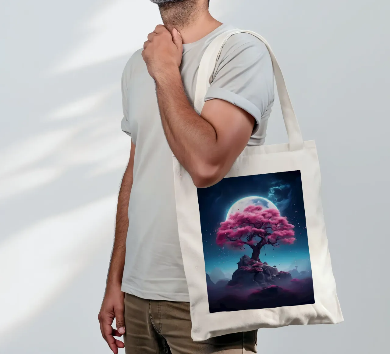Cosmic Sakura Tree borsa in juta da Mikesell