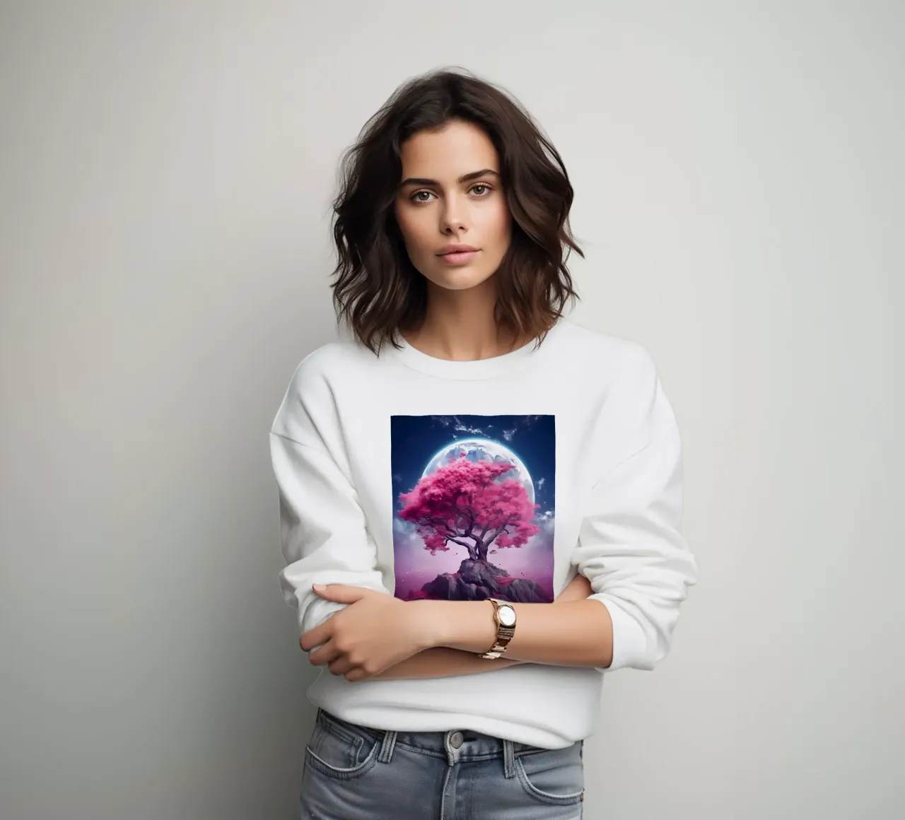 Cosmic Sakura Tree sweatshirt by Mikesell