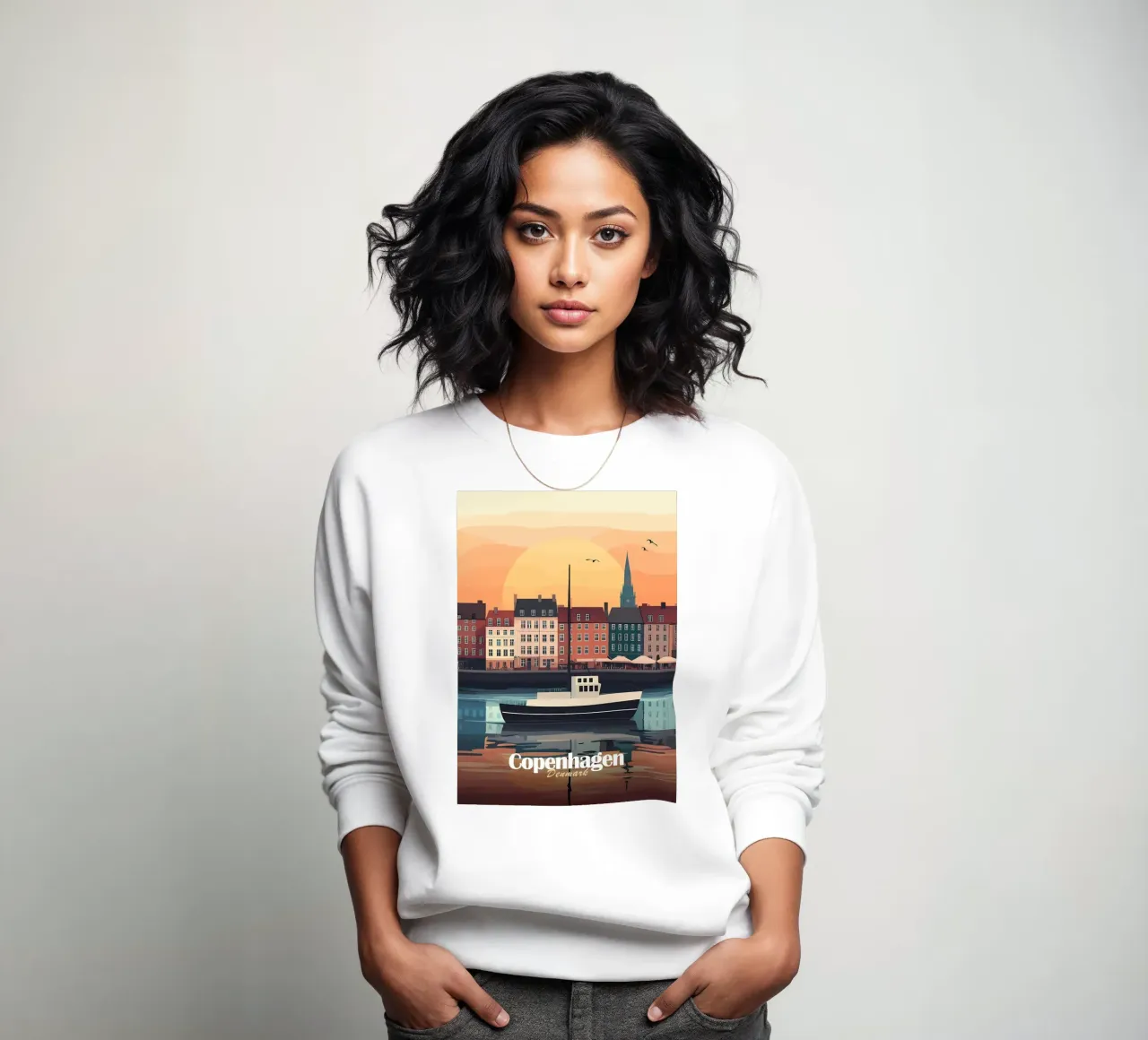 Kopenhagen Zonsondergang Stadsgezicht sweatshirt van Ginnery