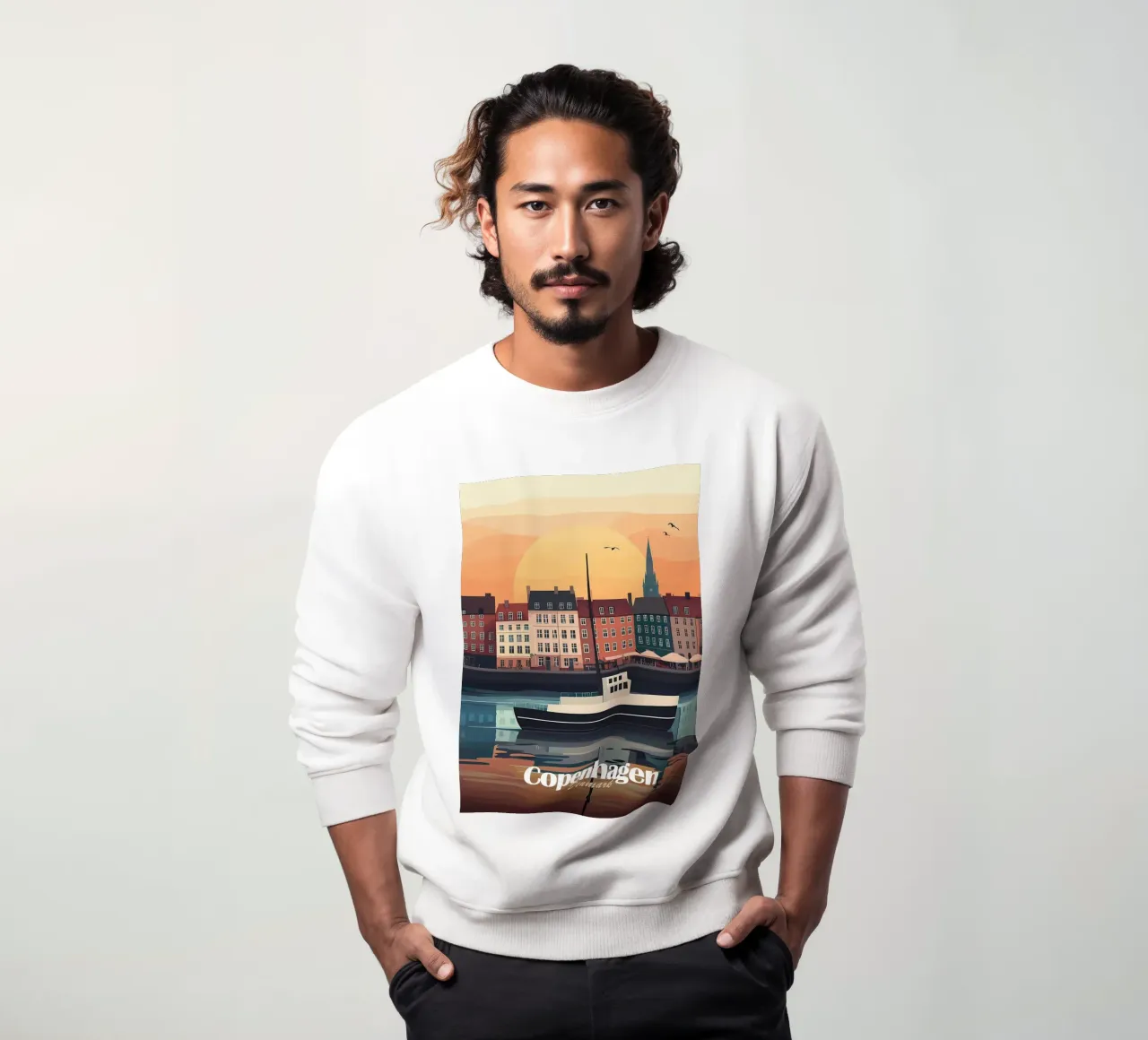 Kopenhagen Zonsondergang Stadsgezicht sweatshirt van Ginnery