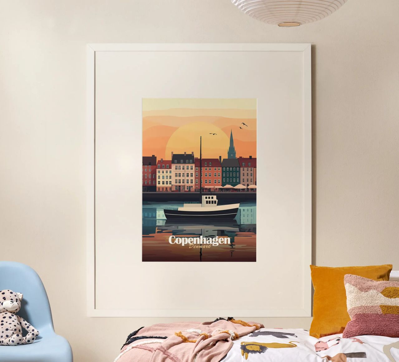 Copenhagen Sunset Cityscape poster by Ginnery