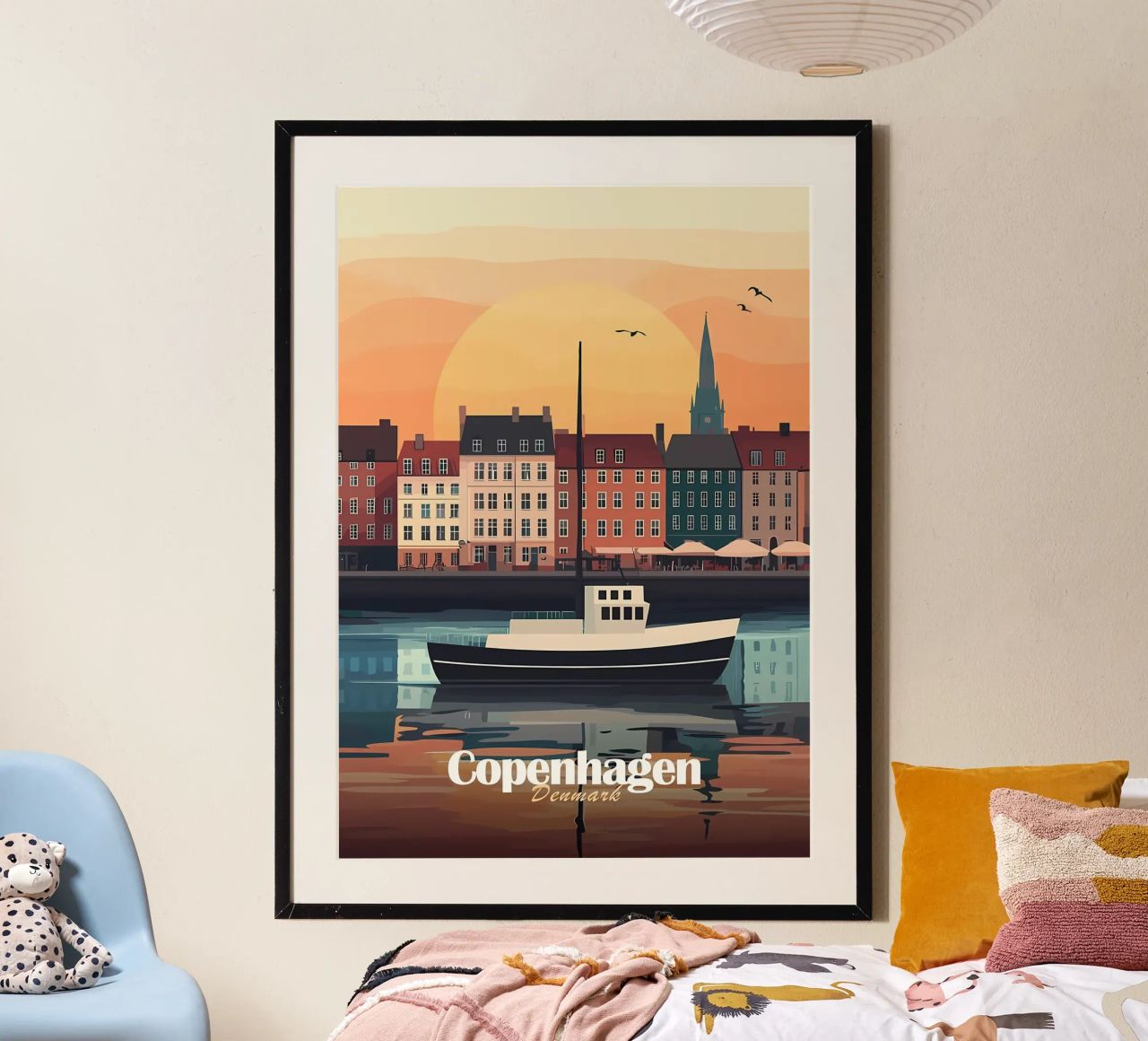 Copenhagen Sunset Cityscape poster by Ginnery