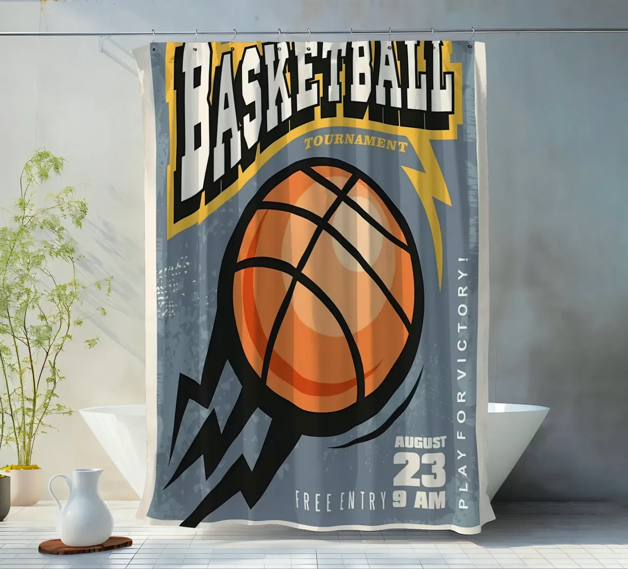 Street basketball grunge shower curtain by Delaplane
