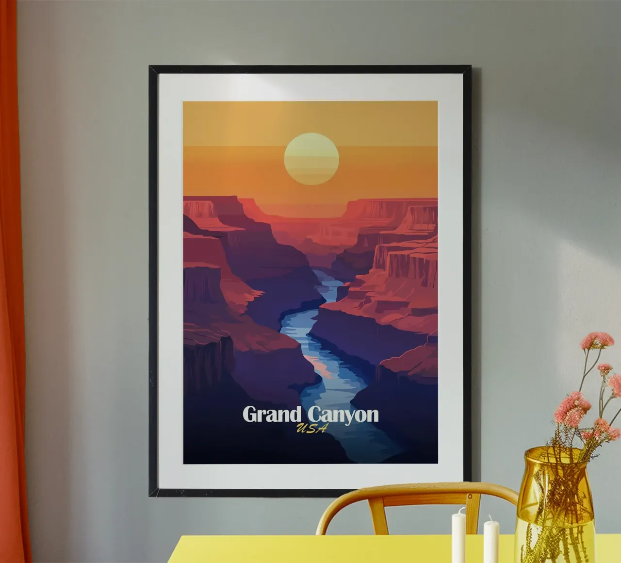 Tramonto del Grand Canyon poster con telaio in alluminio da Ginnery