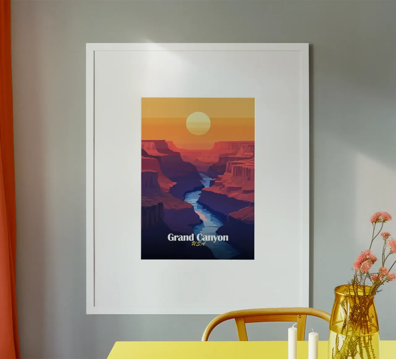 Tramonto del Grand Canyon poster con telaio in alluminio da Ginnery