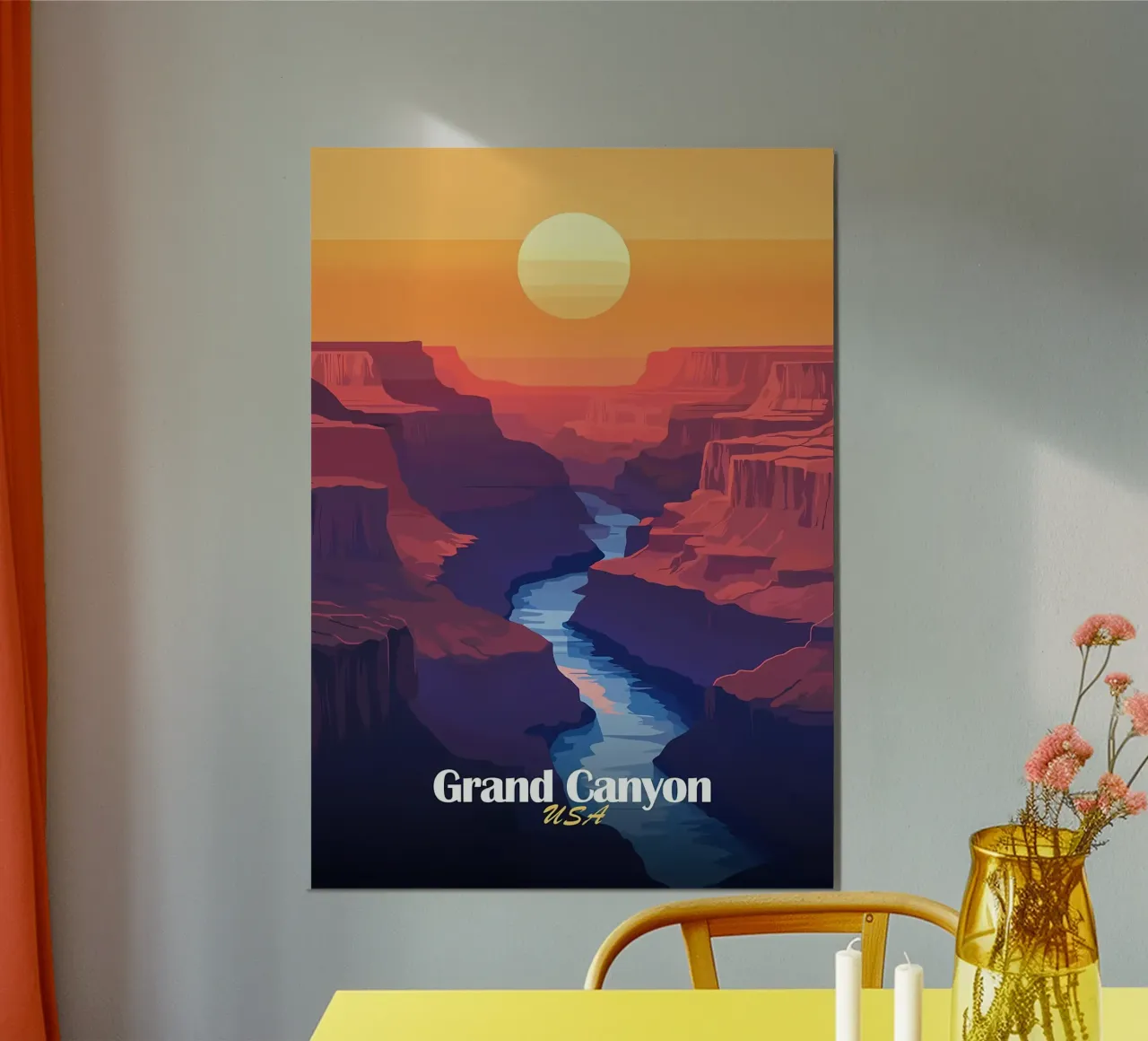 Tramonto del Grand Canyon poster con telaio in alluminio da Ginnery