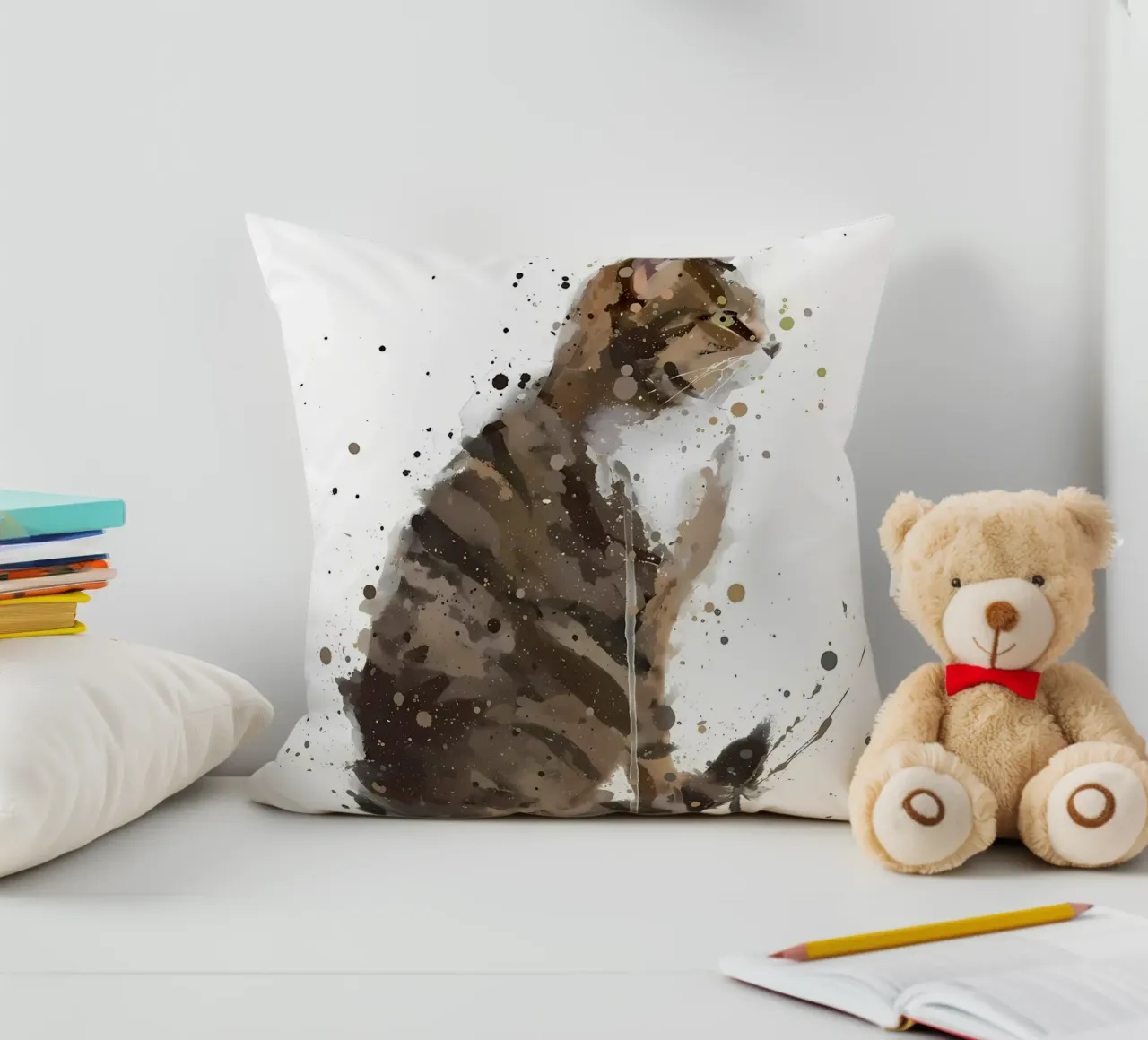 Gatto di stalla acquerellato cuscino da Allaire