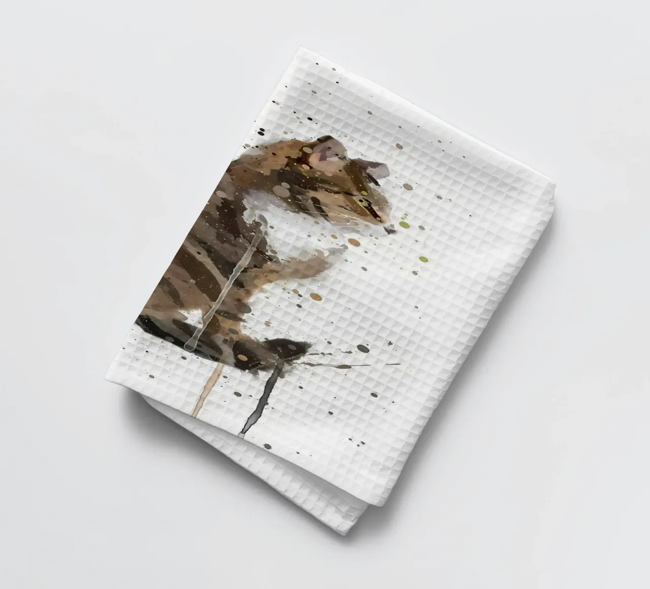 Watercolor Barn Cat tea towel by Allaire