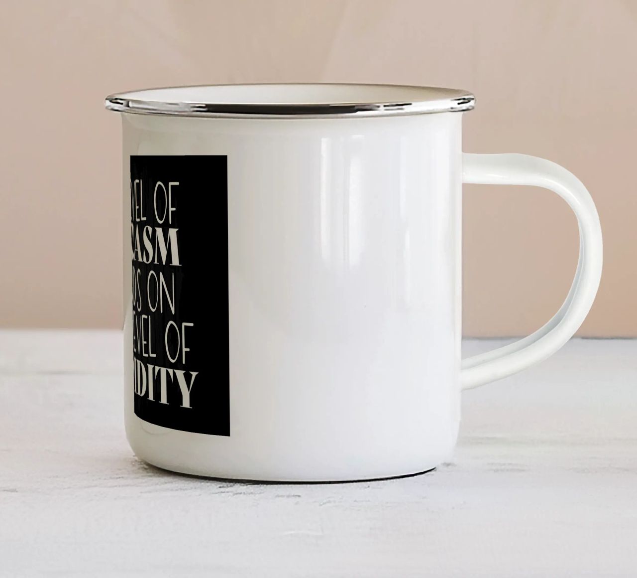 Il mio livello di sarcasmo tazza in smalto da Bassy
