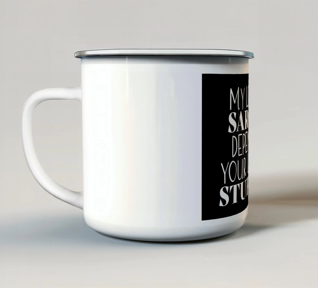 Il mio livello di sarcasmo tazza in smalto da Bassy