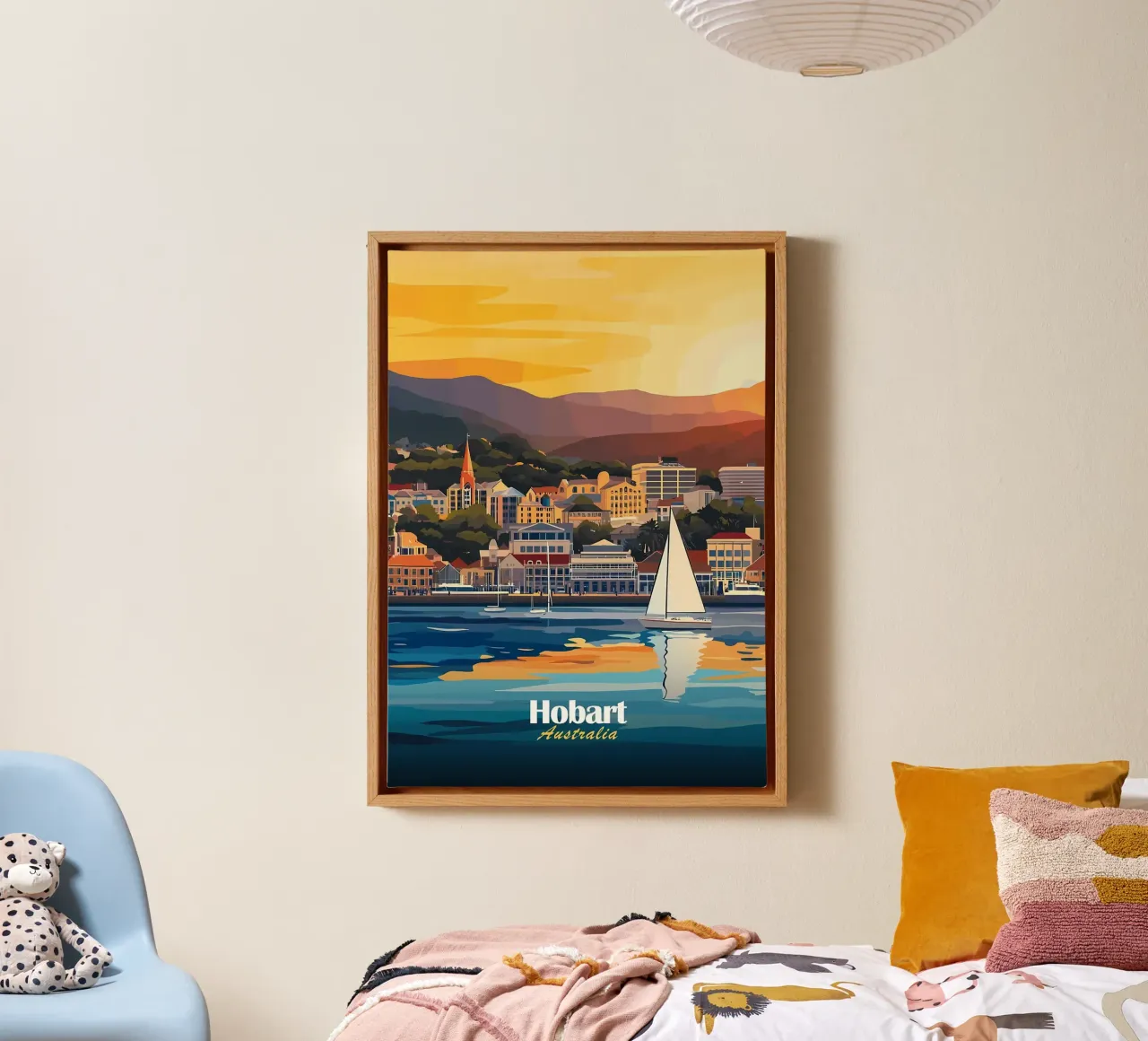 Hobart, Australië Stadsgezicht canvas met Baklijst van Ginnery