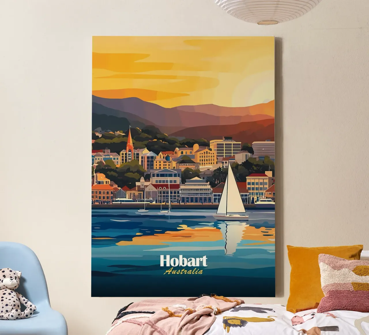 Hobart, Australië Stadsgezicht canvas met Baklijst van Ginnery