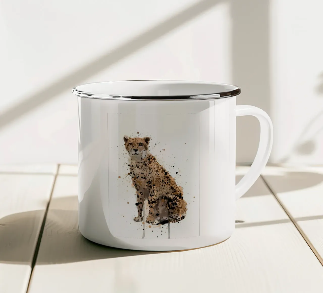 Ghepardo acquerellato tazza in smalto da Allaire