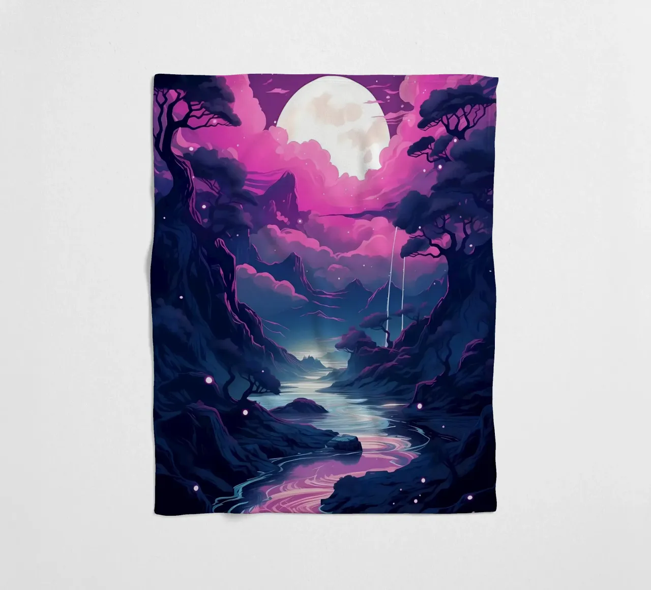 Cherry Blossom Japan Art fleece blanket by Mikesell
