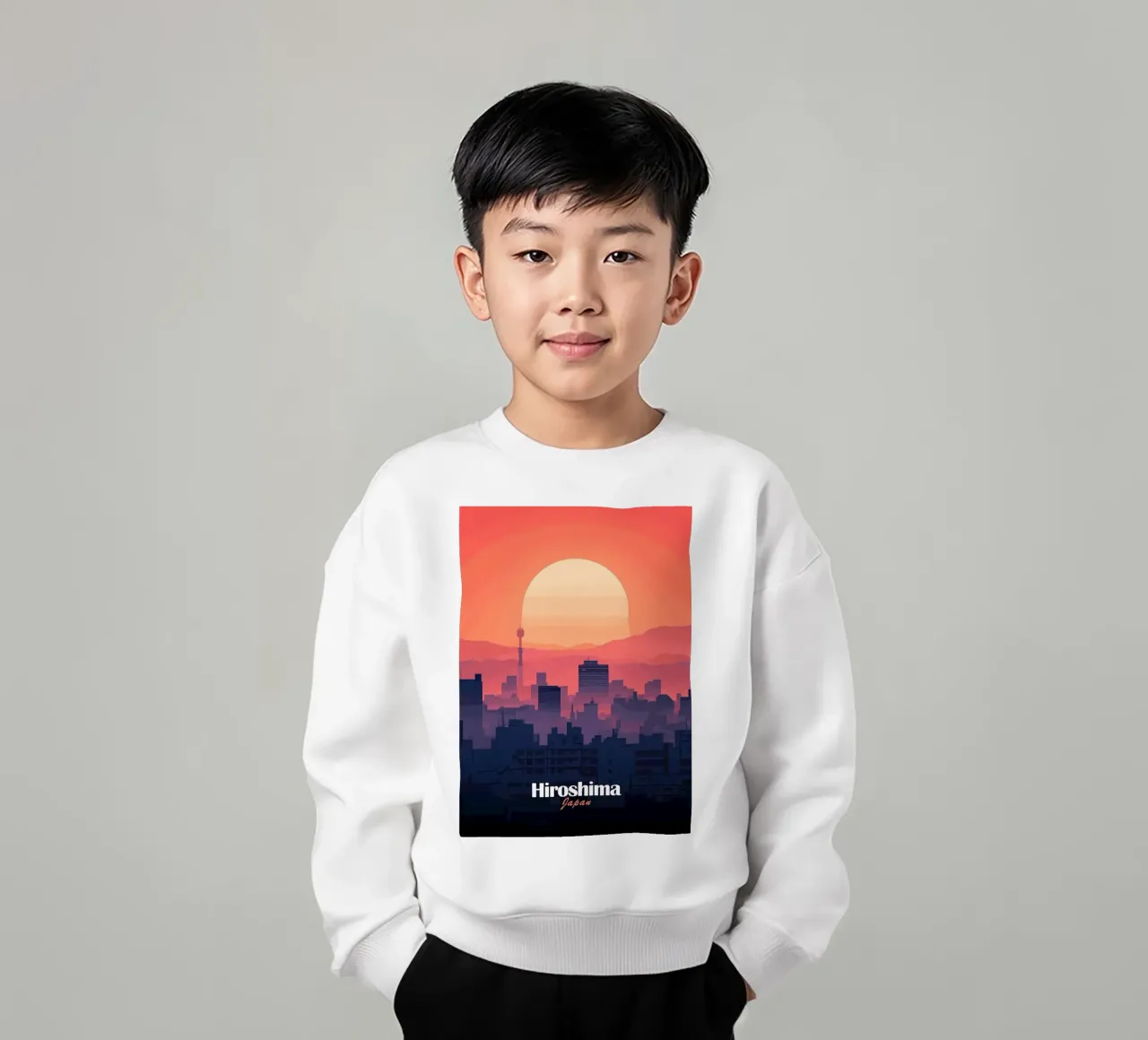 Tramonto sul cielo di Hiroshima felpa bambino da Ginnery