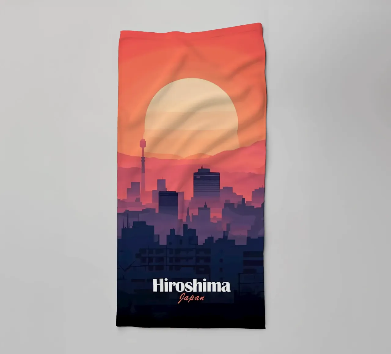 Tramonto sul cielo di Hiroshima asciugamano da bagno da Ginnery
