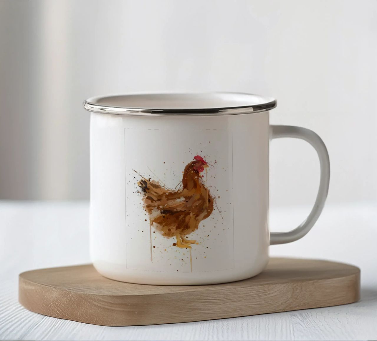 Pollo acquerellato tazza in smalto da Allaire