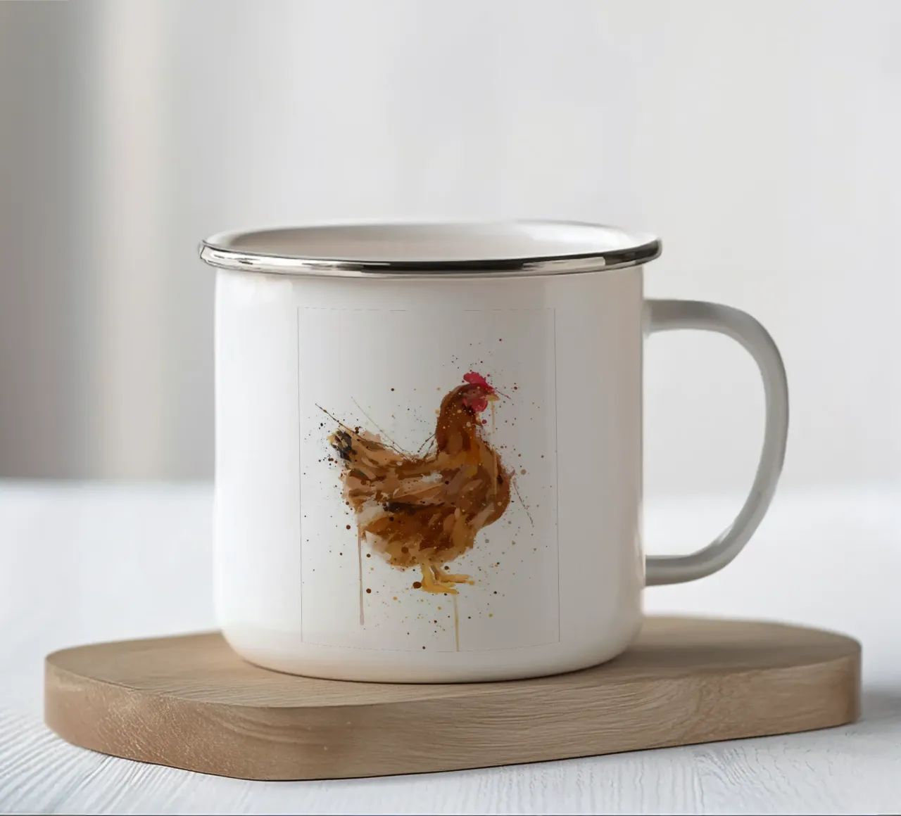 Pollo acquerellato tazza in smalto da Allaire
