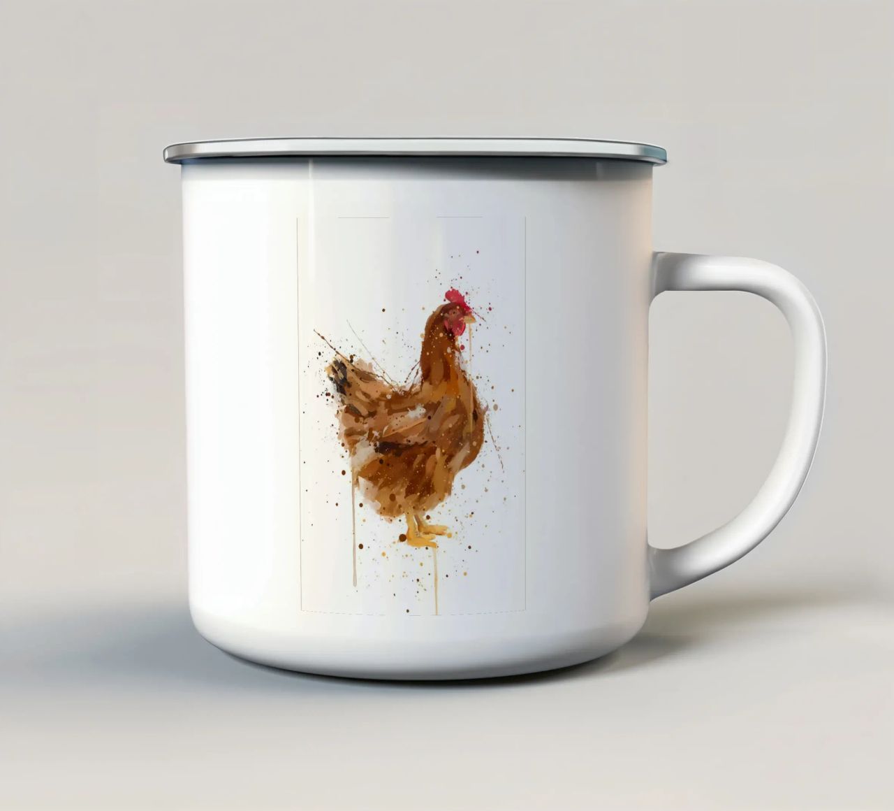 Pollo acquerellato tazza in smalto da Allaire