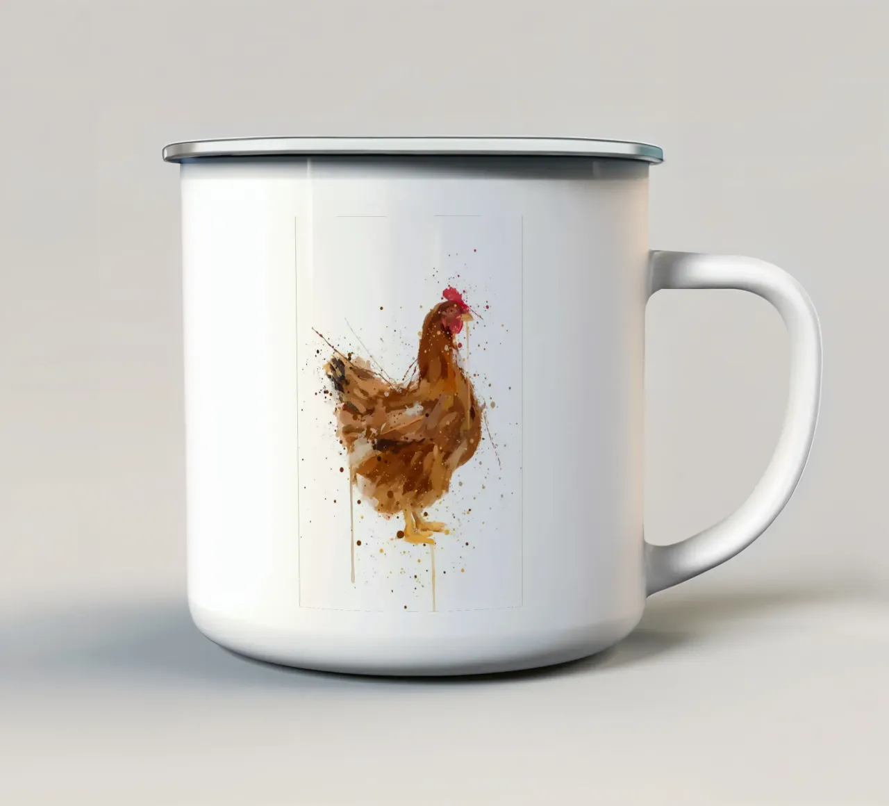 Pollo acquerellato tazza in smalto da Allaire