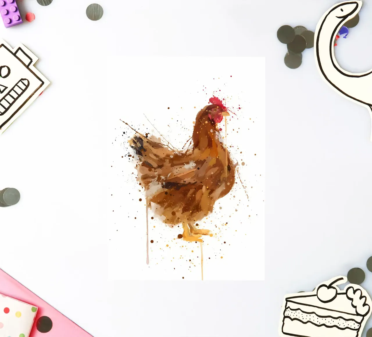 Watercolor Chicken sticker by Allaire