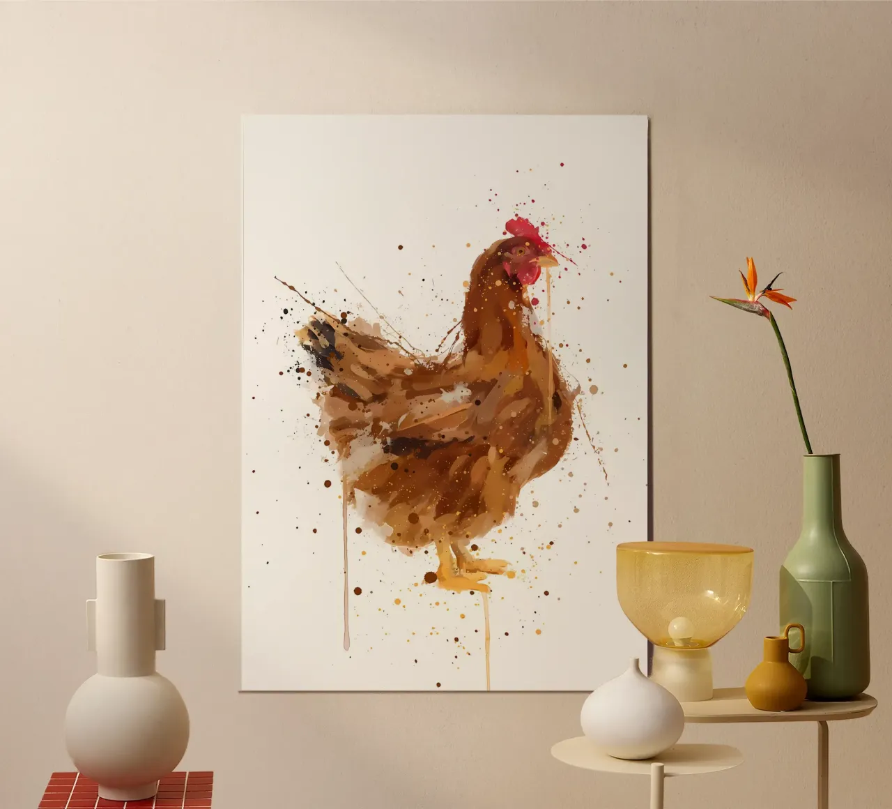 Watercolor Chicken forex plate by Allaire