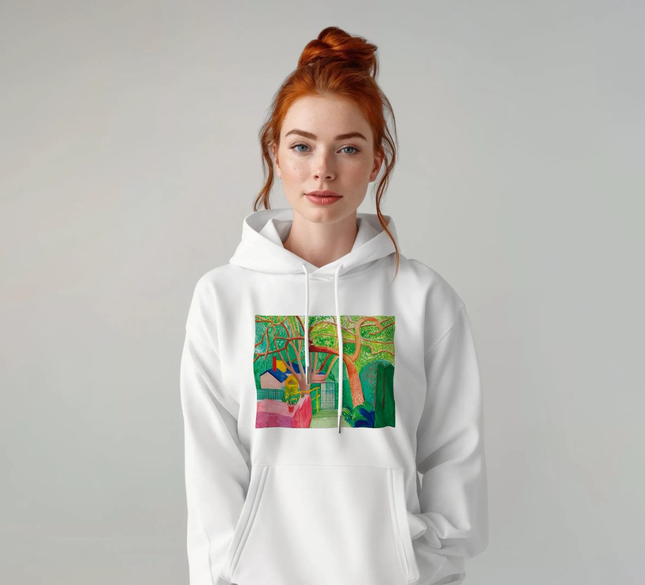 Shady trees in front of the house - David hockney felpa con cappuccio da Perdana shop