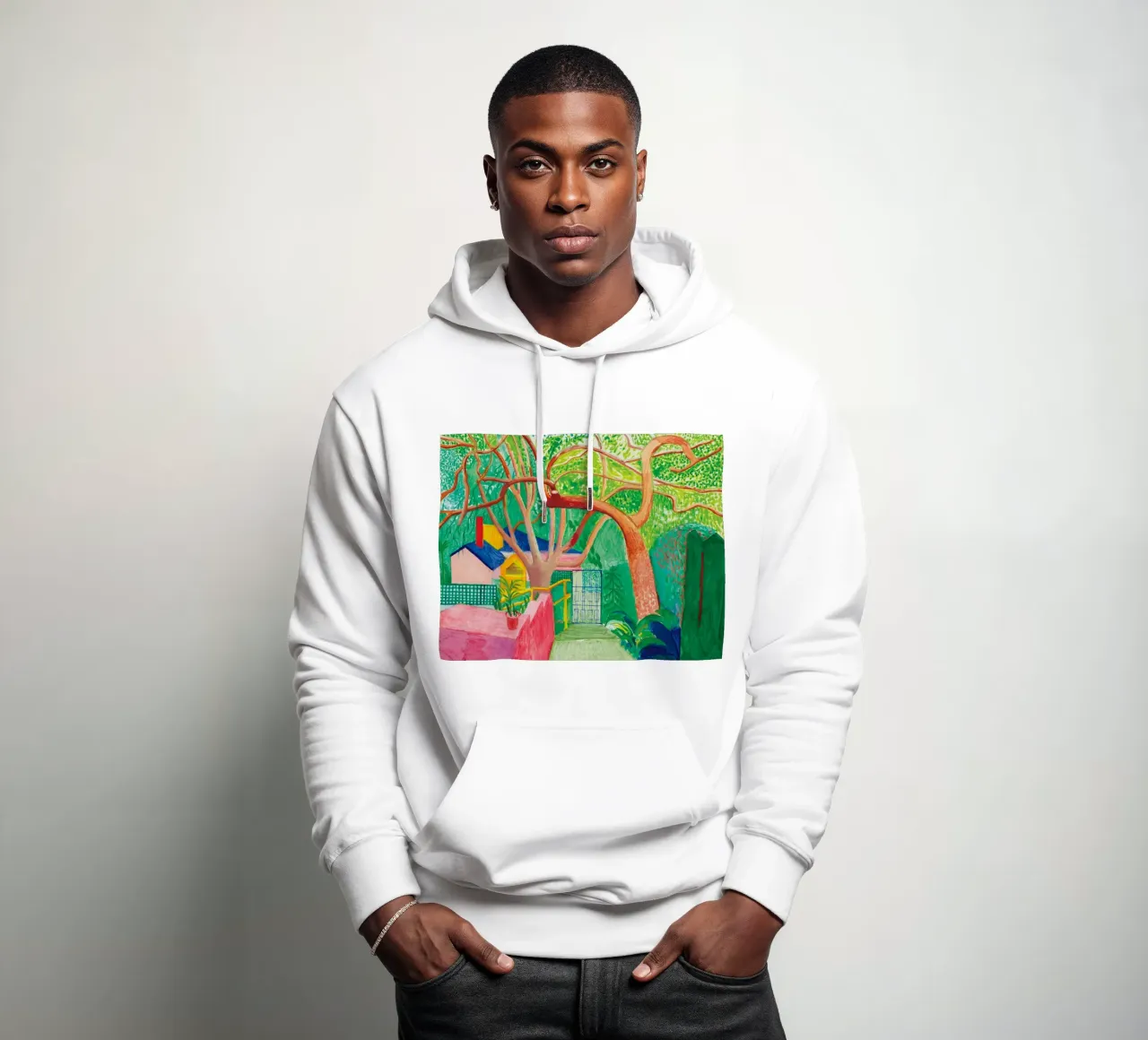 Shady trees in front of the house - David hockney sudadera con capucha de Perdana shop