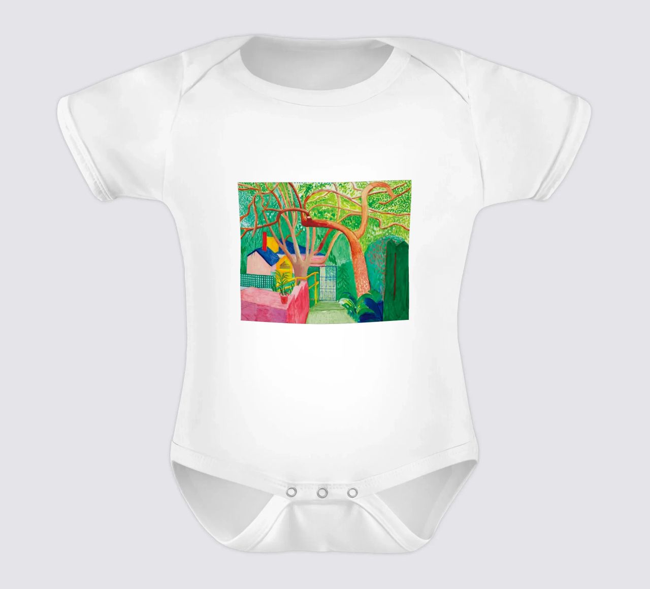 Shady trees in front of the house - David hockney body neonato maniche corte da Perdana shop
