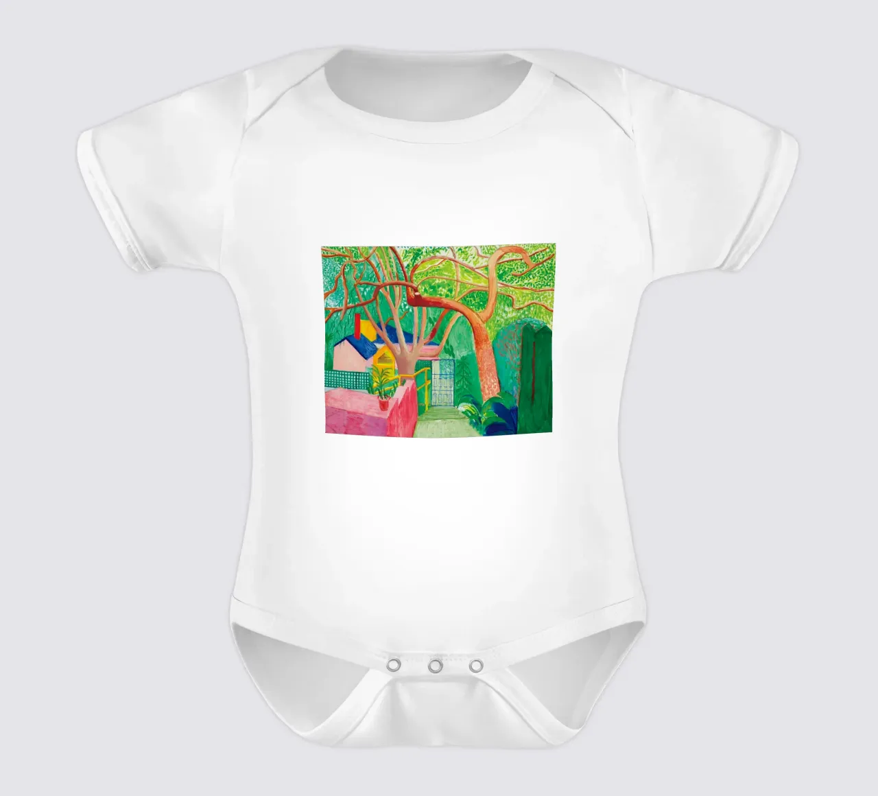 Shady trees in front of the house - David hockney body neonato maniche corte da Perdana shop