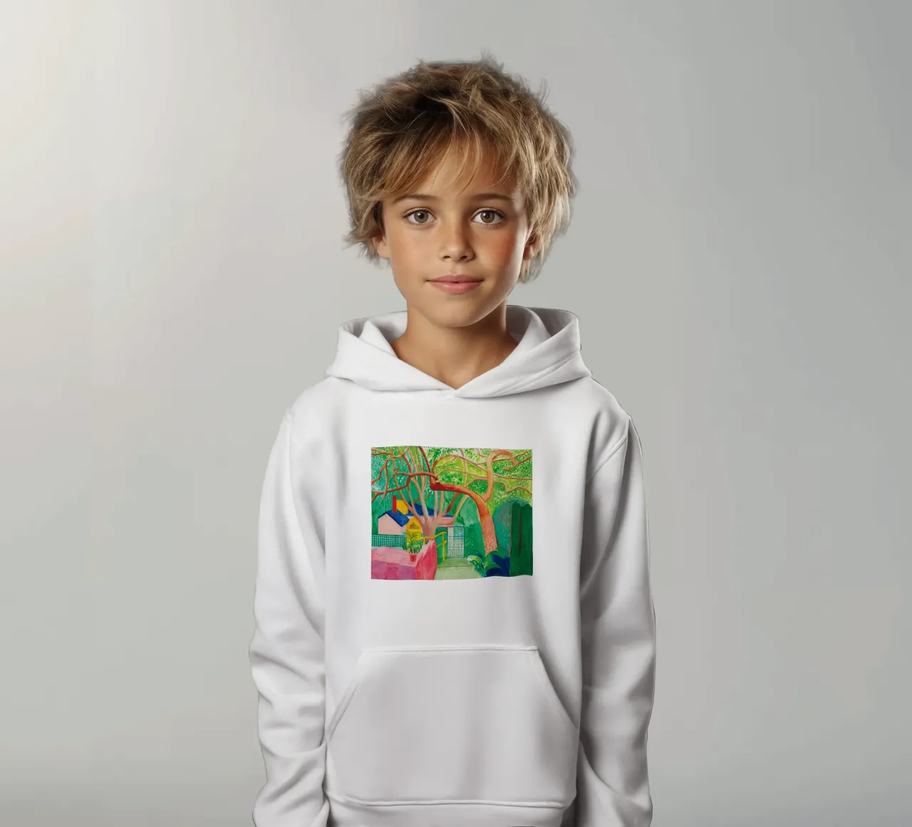 Shady trees in front of the house - David hockney felpa bambino con cappuccio da Perdana shop