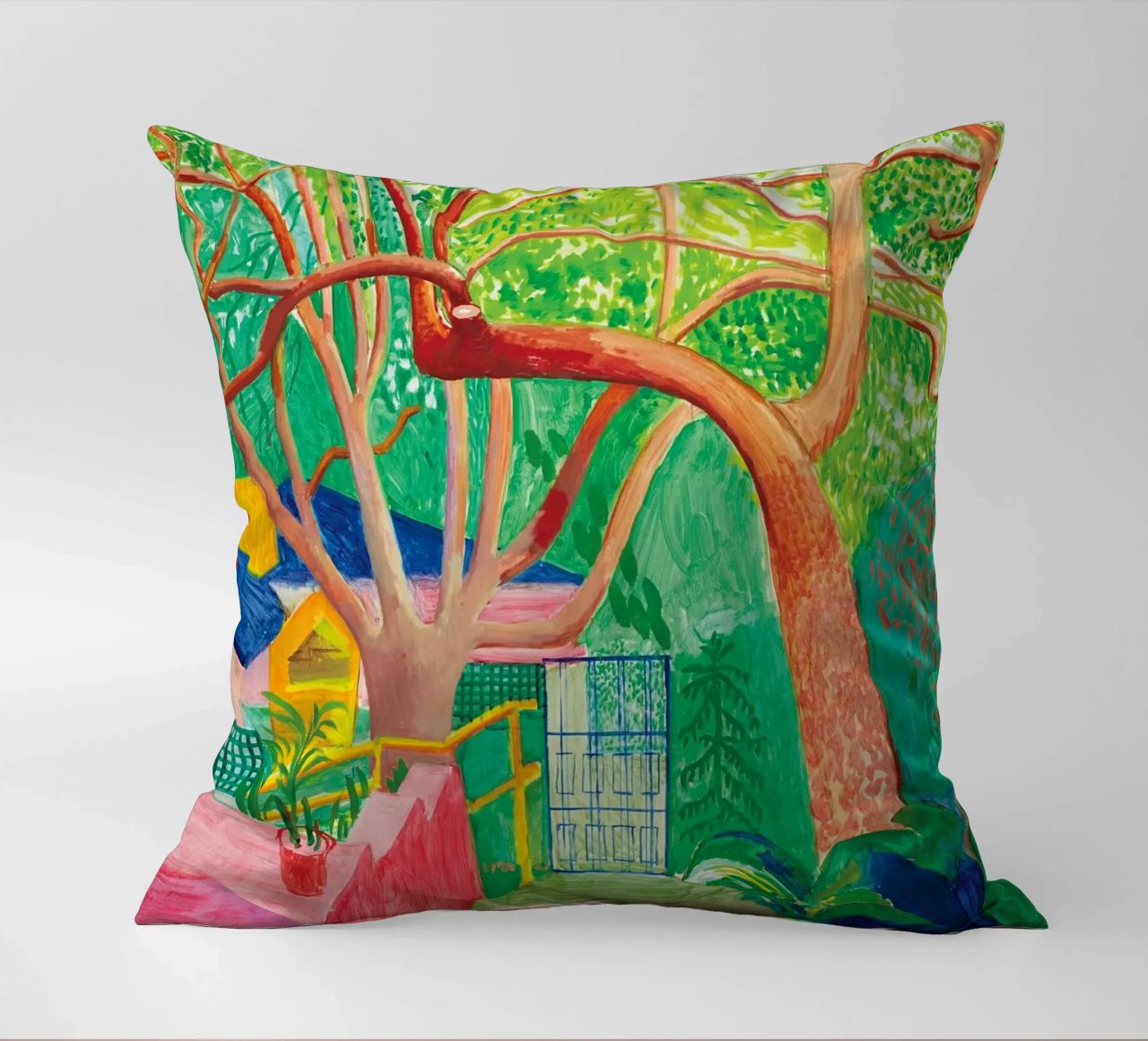 Shady trees in front of the house - David hockney cuscino da Perdana shop