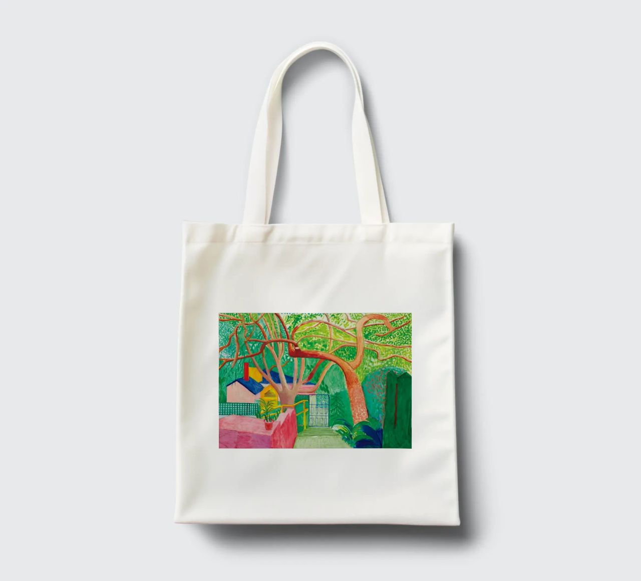 Shady trees in front of the house - David hockney borsa in juta da Perdana shop