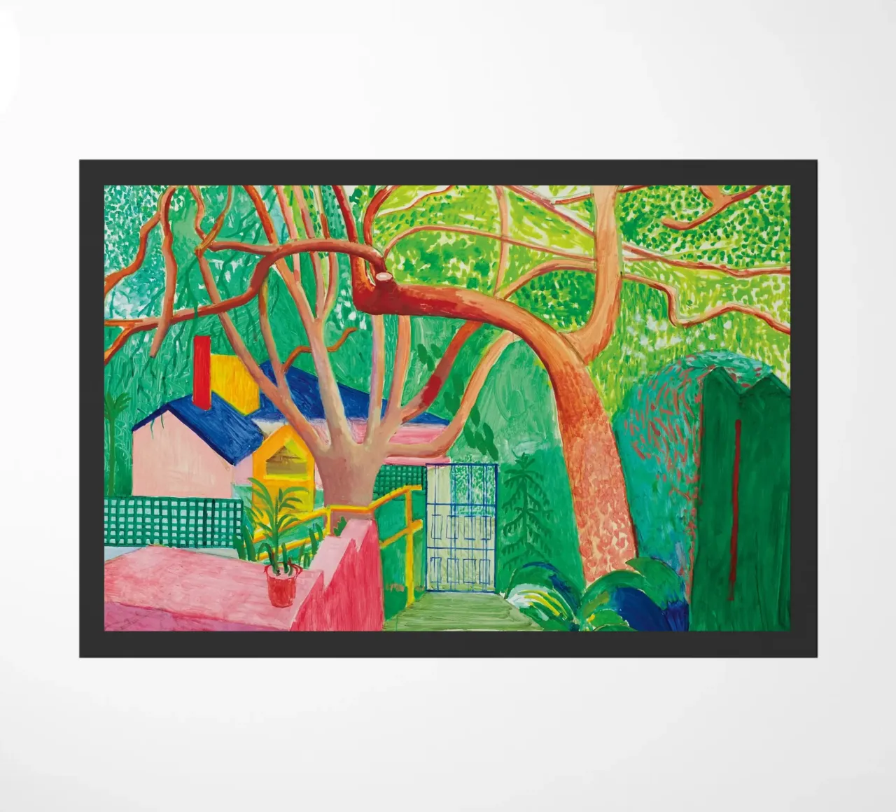 Shady trees in front of the house - David hockney felpudo de Perdana shop