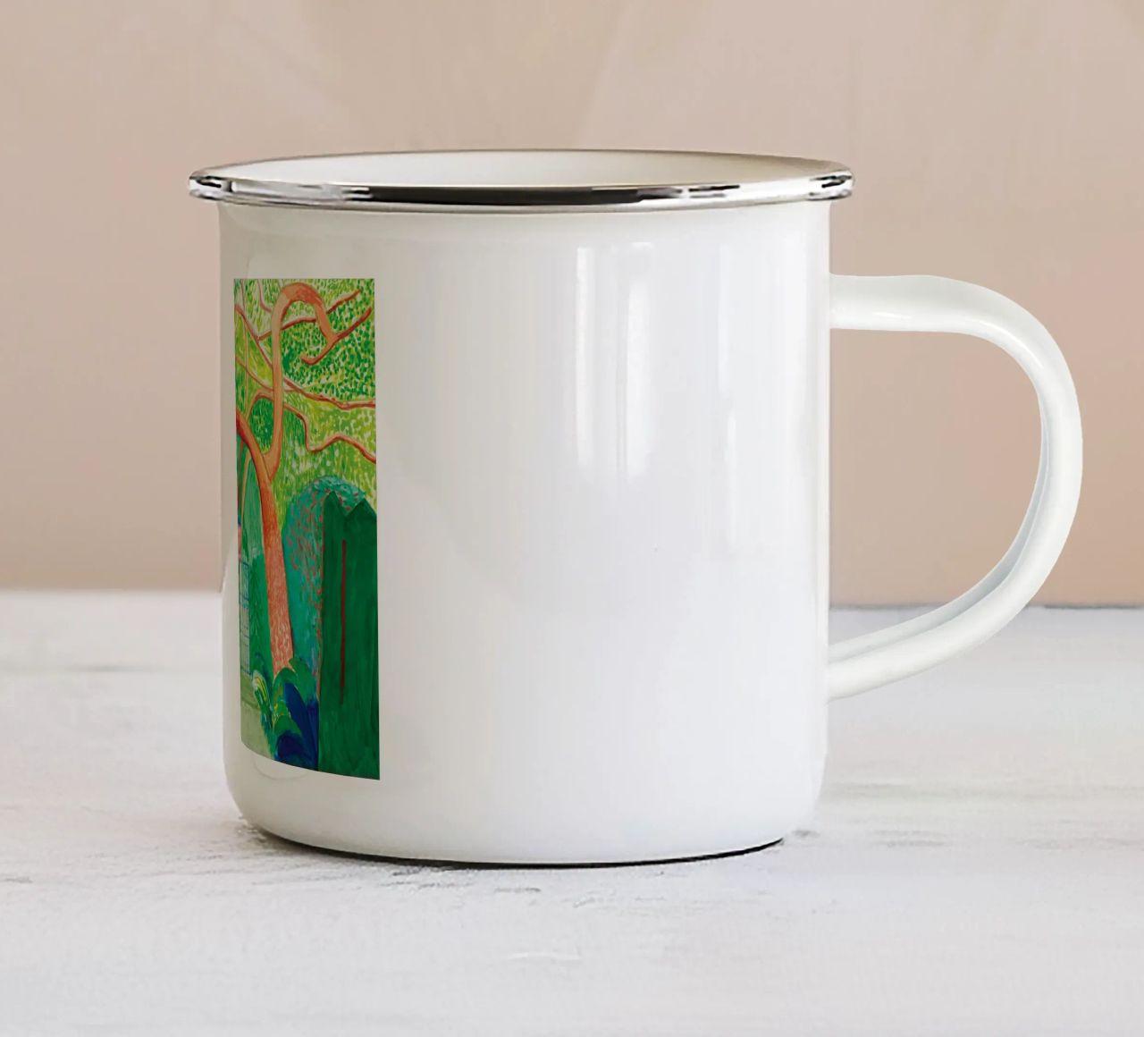 Shady trees in front of the house - David hockney tazza in smalto da Perdana shop
