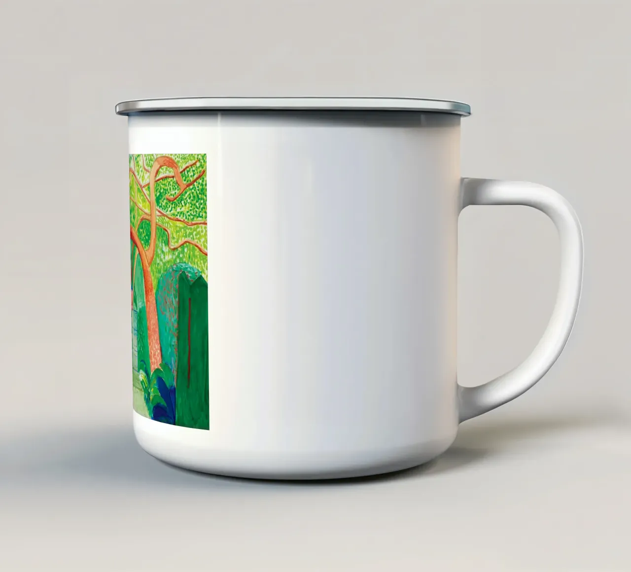 Shady trees in front of the house - David hockney Emaille Tasse von Perdana shop