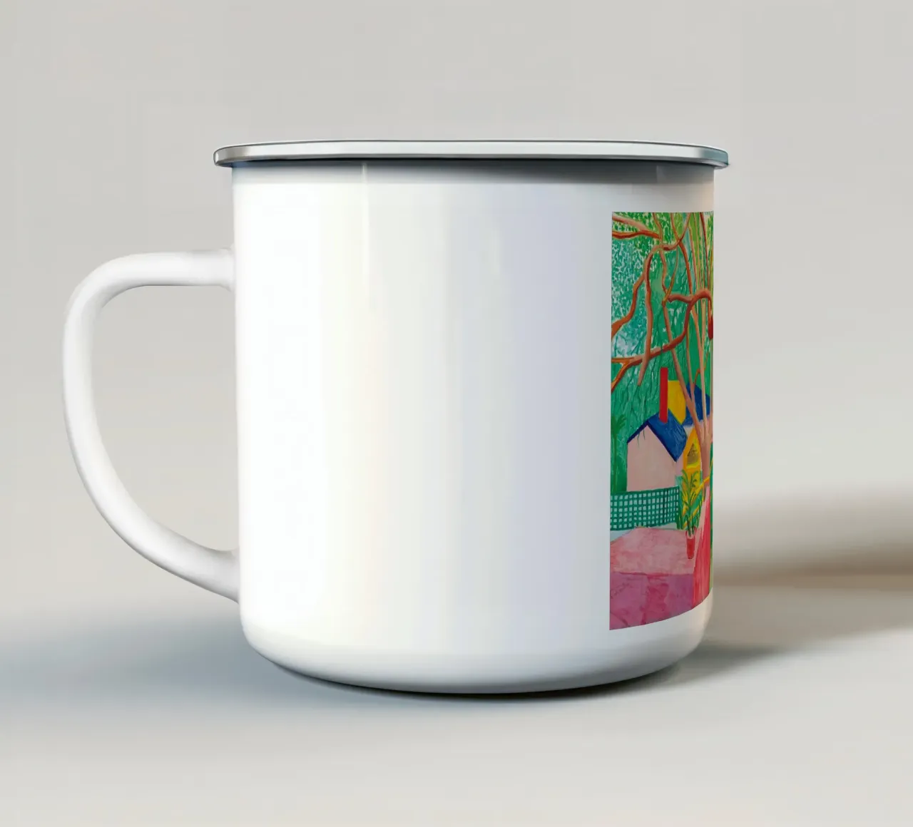 Shady trees in front of the house - David hockney Emaille Tasse von Perdana shop