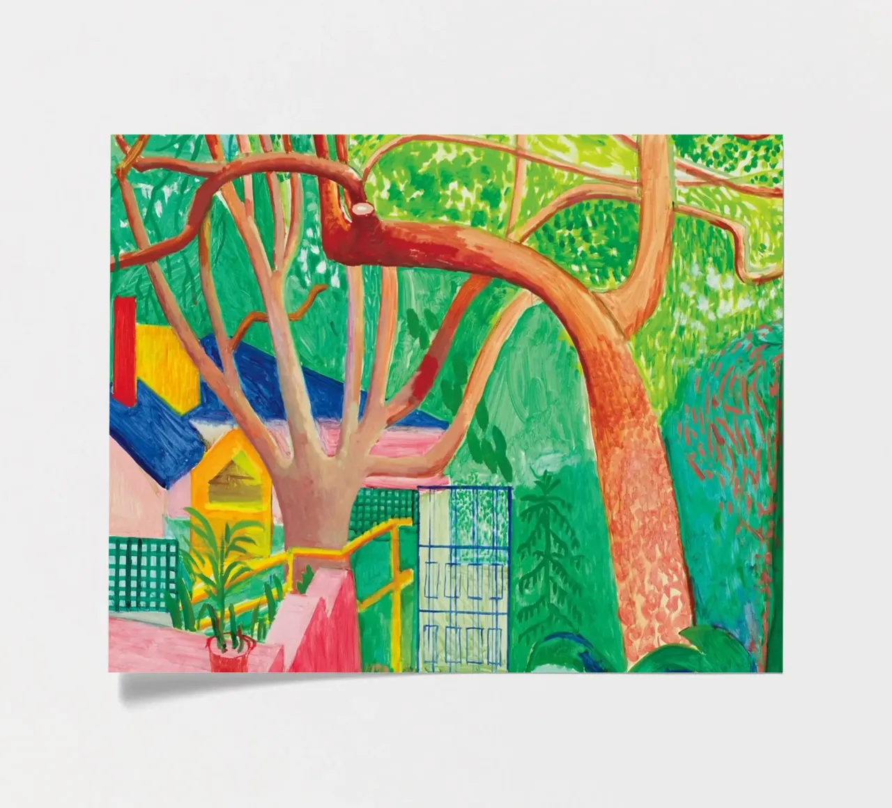 Shady trees in front of the house - David hockney foglio adesivo da Perdana shop
